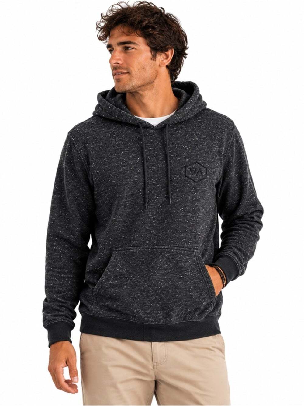RVCA Sweatshirt Mens Medium Grey Kangaroo Pocket Hooded Casualcore Skater Cotton
